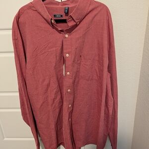 Izod Men's Casual Red Button-Down Shirt